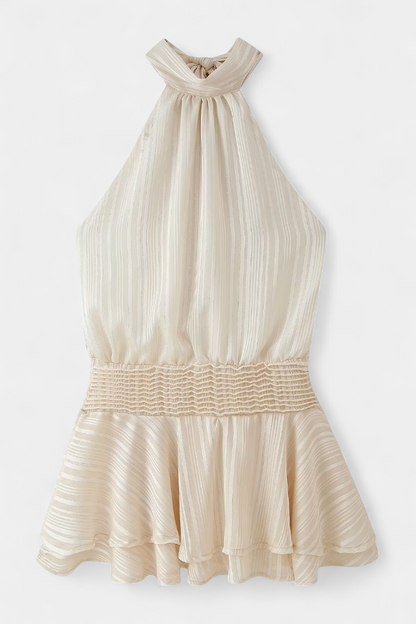 Azucena | Vestido Mini con Espalda Abierta y Cintura Plisada