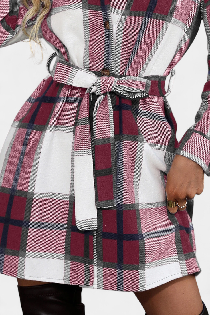 Masia | Vestido Camisero Mini de Cuadros con Cinturón