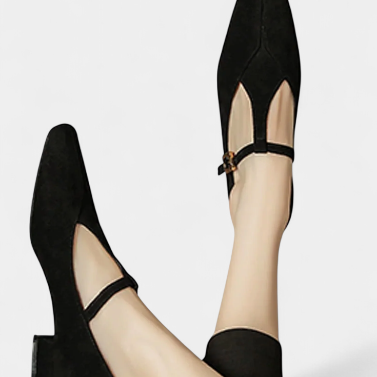 Elly | Tacones Bajos con Tira y Hebilla