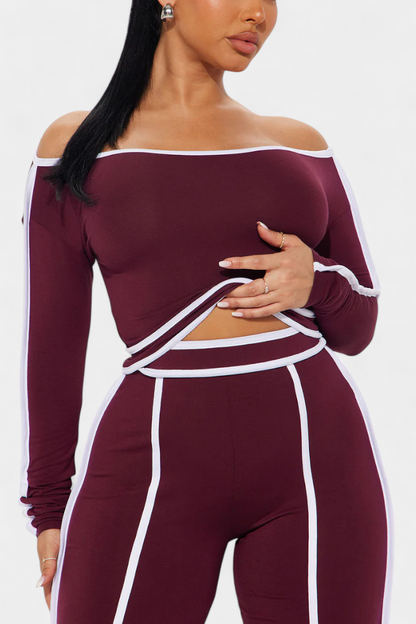 Krystelle | Conjunto Off-Shoulder con Pantalón de Corte Recto