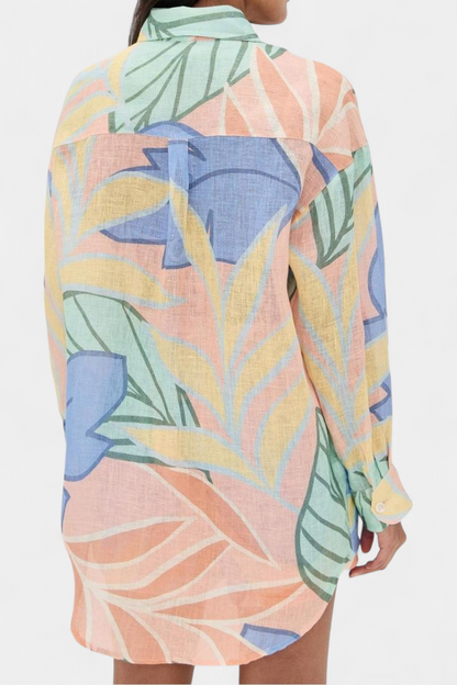 Lumina | Conjunto Tropical con Camisa Holgada y Shorts de Cintura Alta