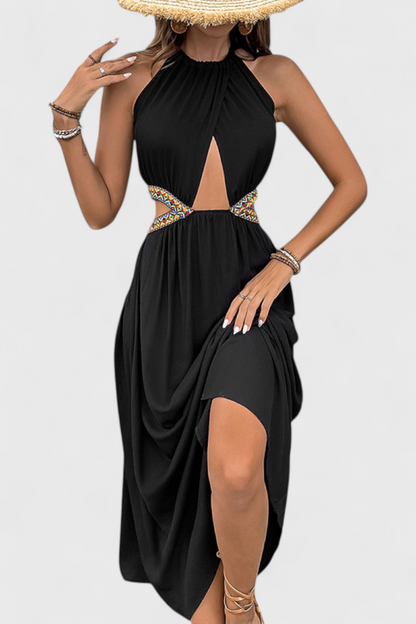Sorina | Vestido Midi Halter con Cortes