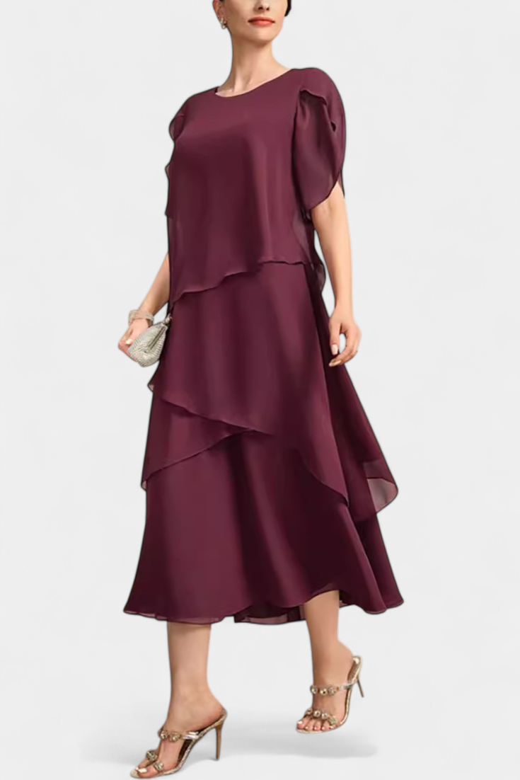 Cornelia | Vestido Asimétrico de Chiffon con Silueta Flotante