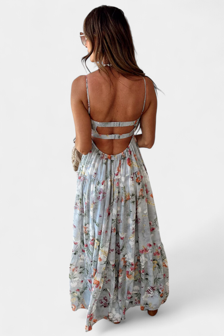 Neha | Vestido Floral con Espalda Abierta y Tirantes Finos