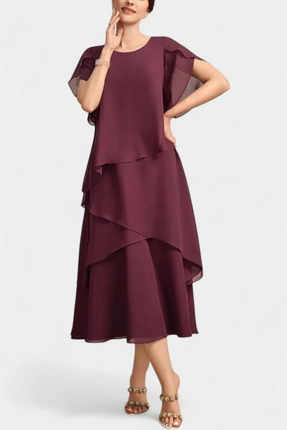 Cornelia | Vestido Asimétrico de Chiffon con Silueta Flotante