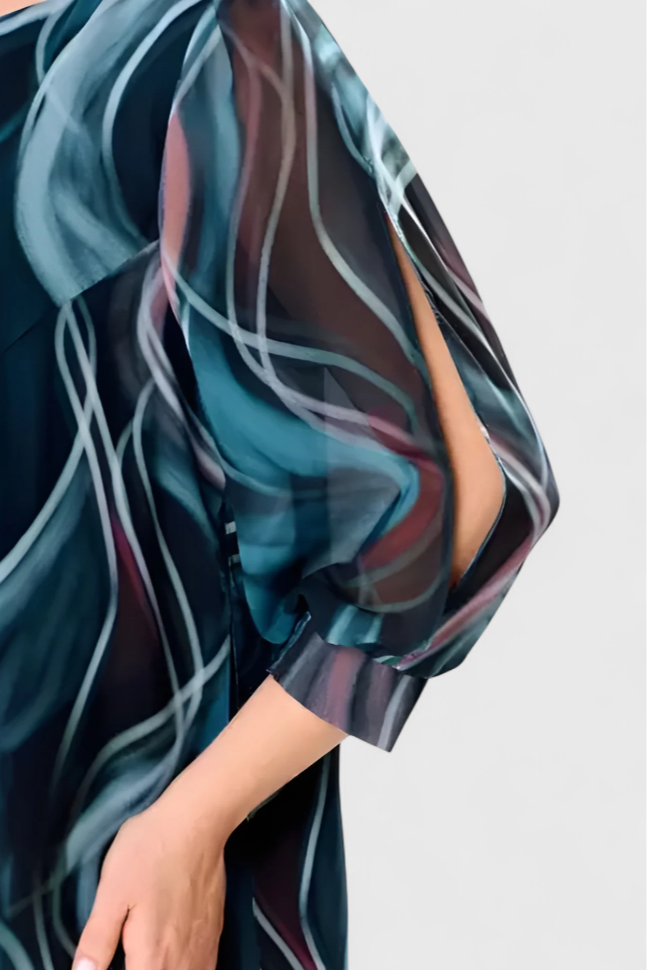 Almira | Vestido de Gasa con Estampado Ocean Whirl y Corte Fluido