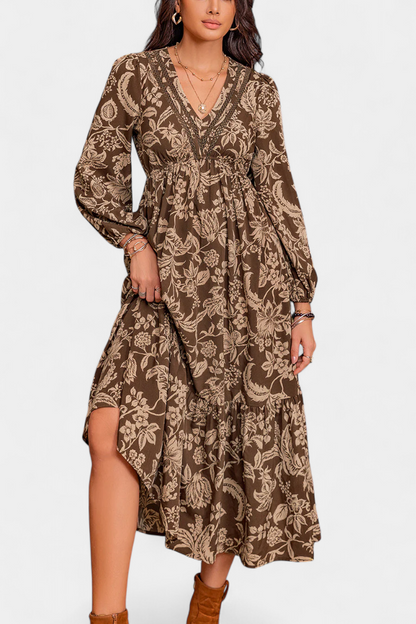Lunetta | Vestido Maxi Bohemio con Estampado Floral y Mangas Farol