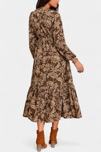 Lunetta | Vestido Maxi Bohemio con Estampado Floral y Mangas Farol