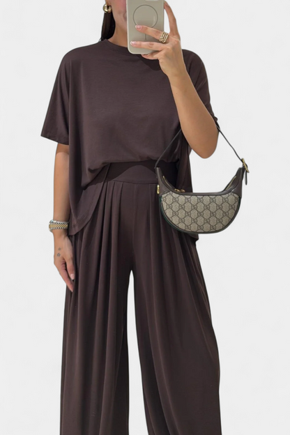 Trista | Conjunto Casual de Top Suave y Pantalones de Pierna Ancha