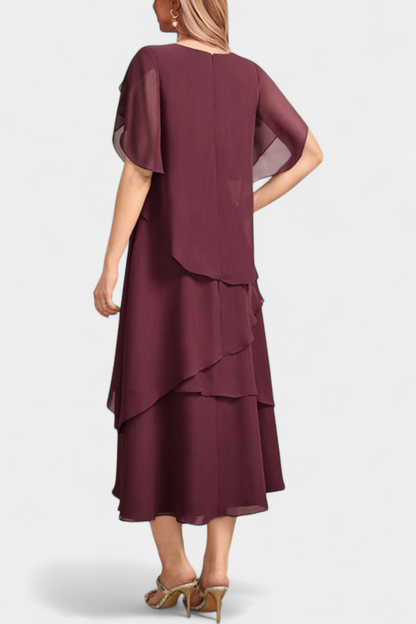Cornelia | Vestido Asimétrico de Chiffon con Silueta Flotante