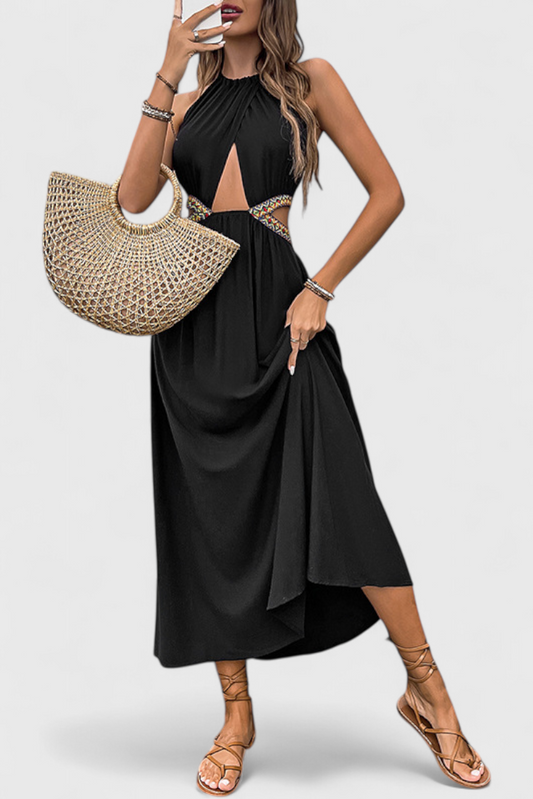 Sorina | Vestido Midi Halter con Cortes
