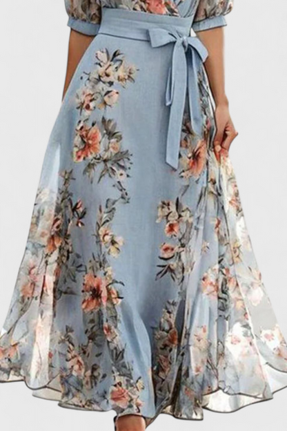 Arlet | Vestido Midi Floral con Escote en V y Silueta Femenina