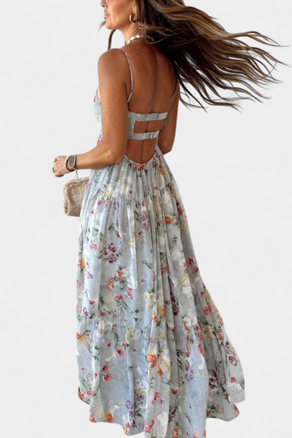 Neha | Vestido Floral con Espalda Abierta y Tirantes Finos