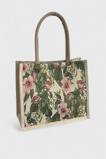Taila | Bolsa de Yute con Estampado Floral y Diseño Ecológico