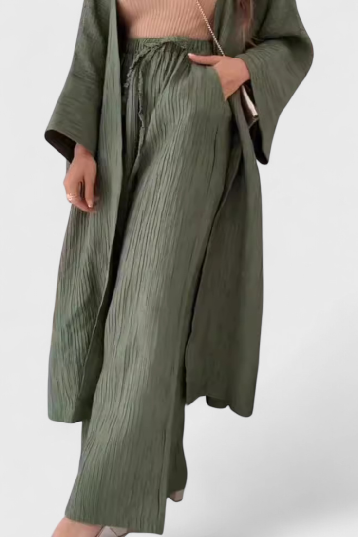 Alexandra | Conjunto Relajado de Dos Piezas con Kimono Largo