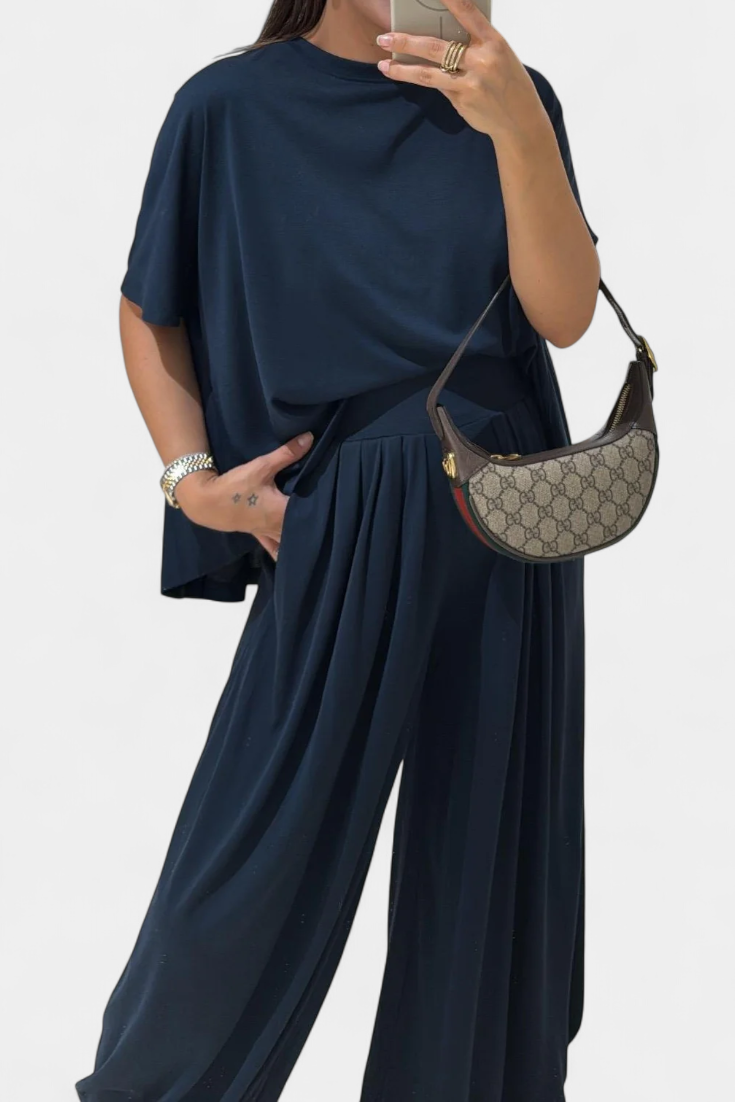 Trista | Conjunto Casual de Top Suave y Pantalones de Pierna Ancha
