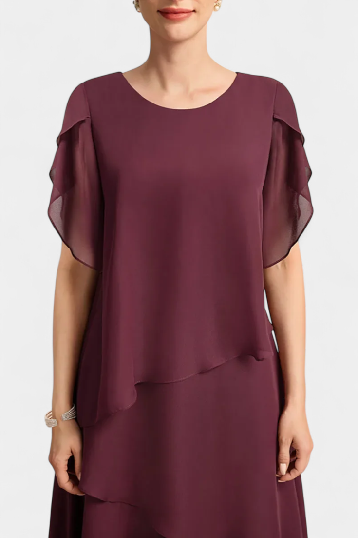 Cornelia | Vestido Asimétrico de Chiffon con Silueta Flotante