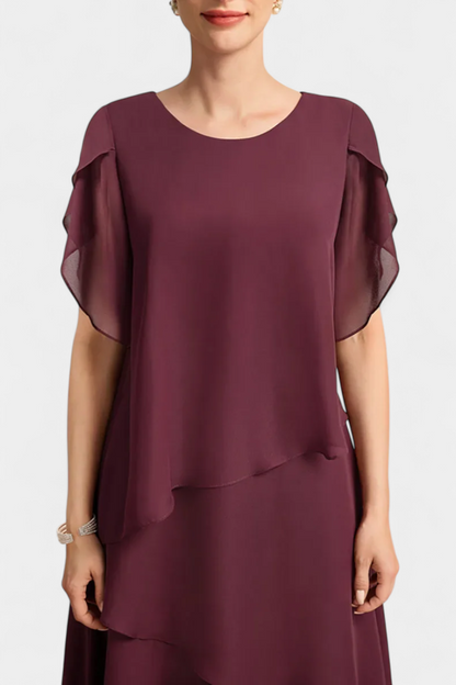 Cornelia | Vestido Asimétrico de Chiffon con Silueta Flotante