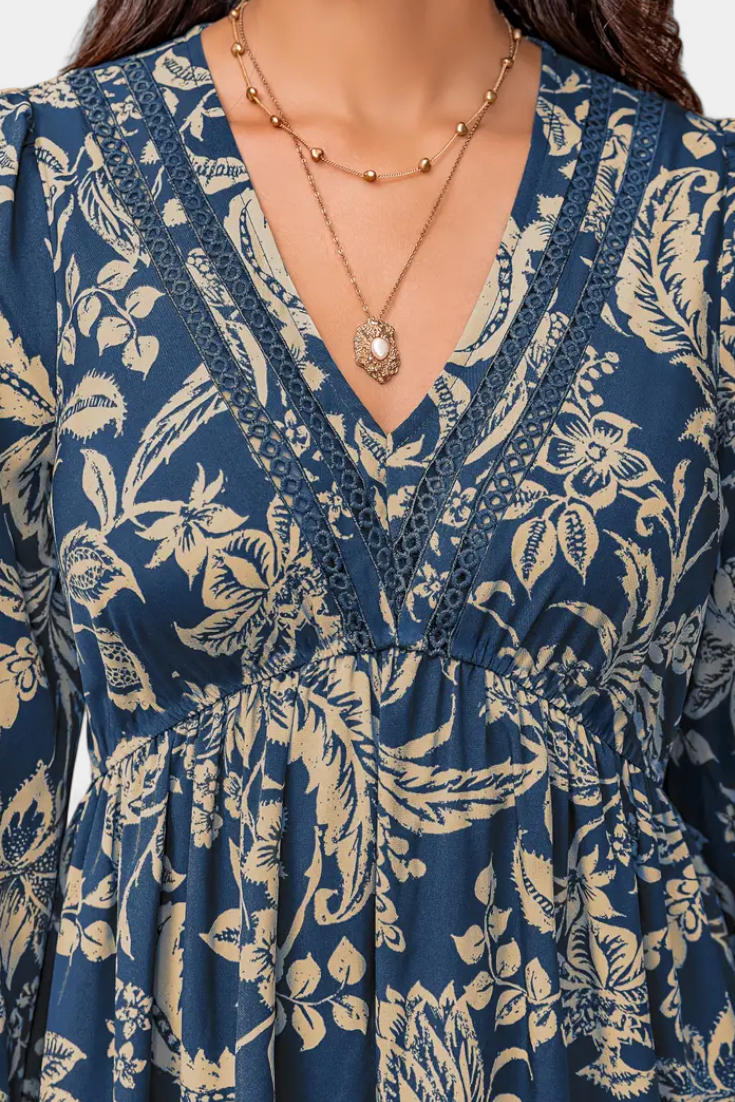 Lunetta | Vestido Maxi Bohemio con Estampado Floral y Mangas Farol