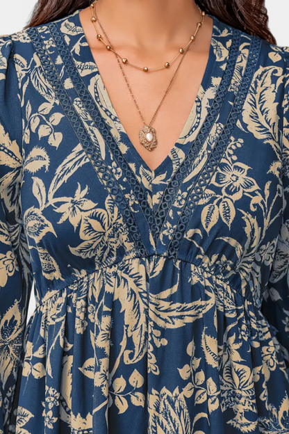 Lunetta | Vestido Maxi Bohemio con Estampado Floral y Mangas Farol