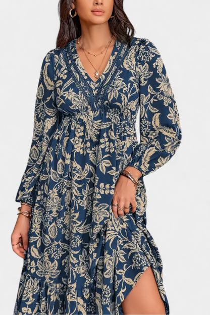 Lunetta | Vestido Maxi Bohemio con Estampado Floral y Mangas Farol