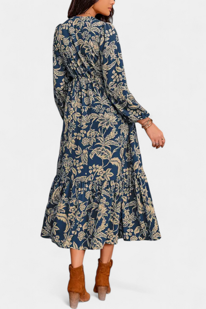 Lunetta | Vestido Maxi Bohemio con Estampado Floral y Mangas Farol