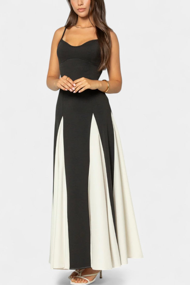 Catalina | Vestido Maxi Bicolor de Tirantes Finos