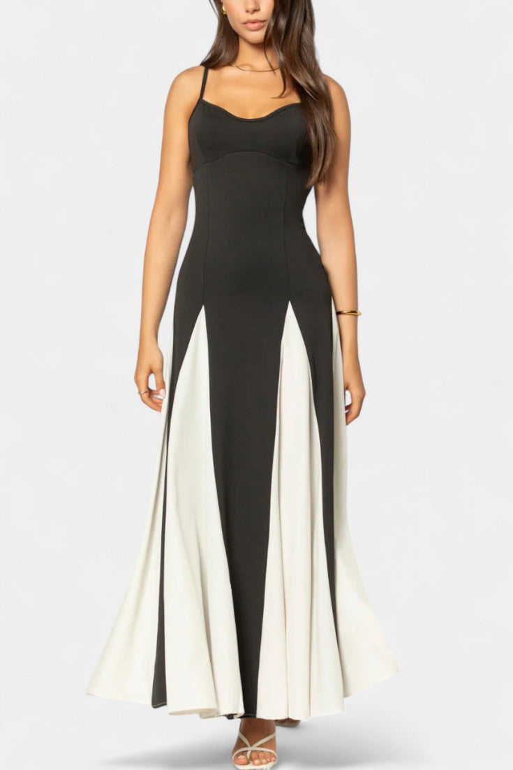Catalina | Vestido Maxi Bicolor de Tirantes Finos
