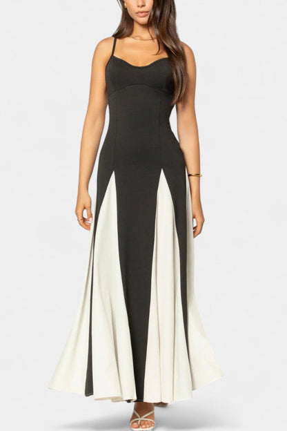 Catalina | Vestido Maxi Bicolor de Tirantes Finos