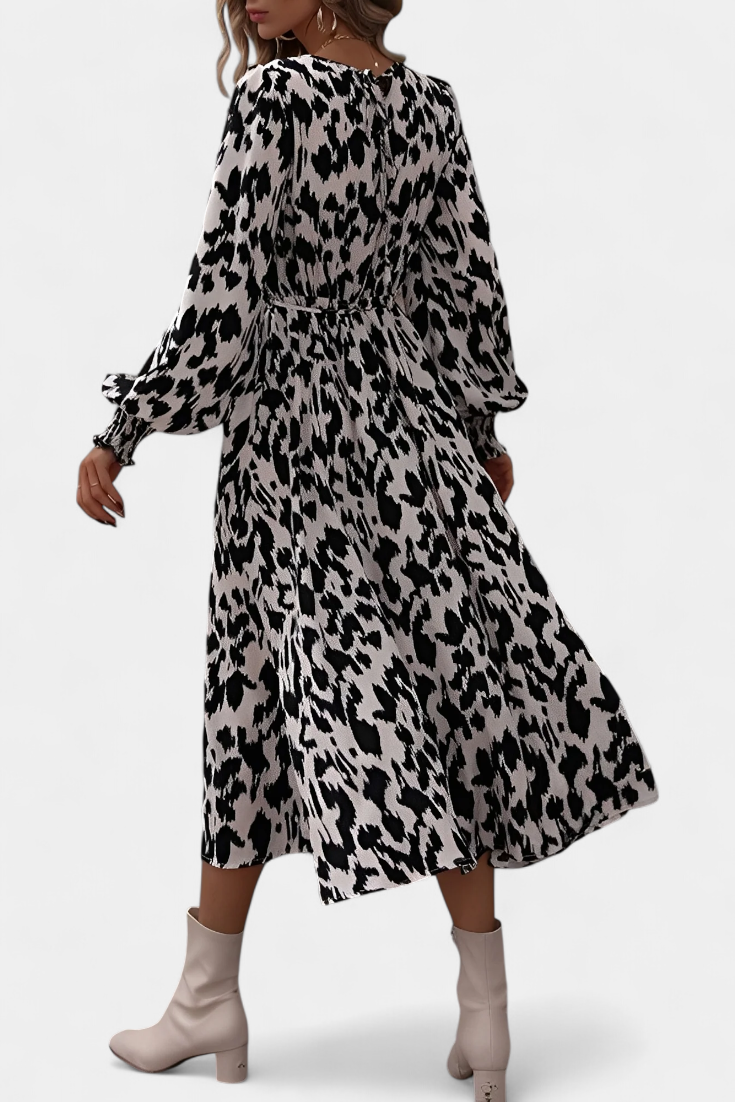 Yasmin | Vestido A-Line de Leopardo con Cintura Ajustable