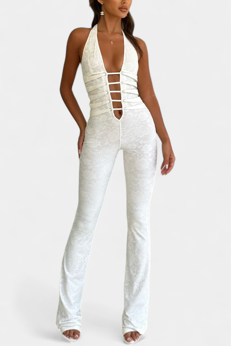 Kendra | Mono Halter de Encaje con Espalda Ajustable