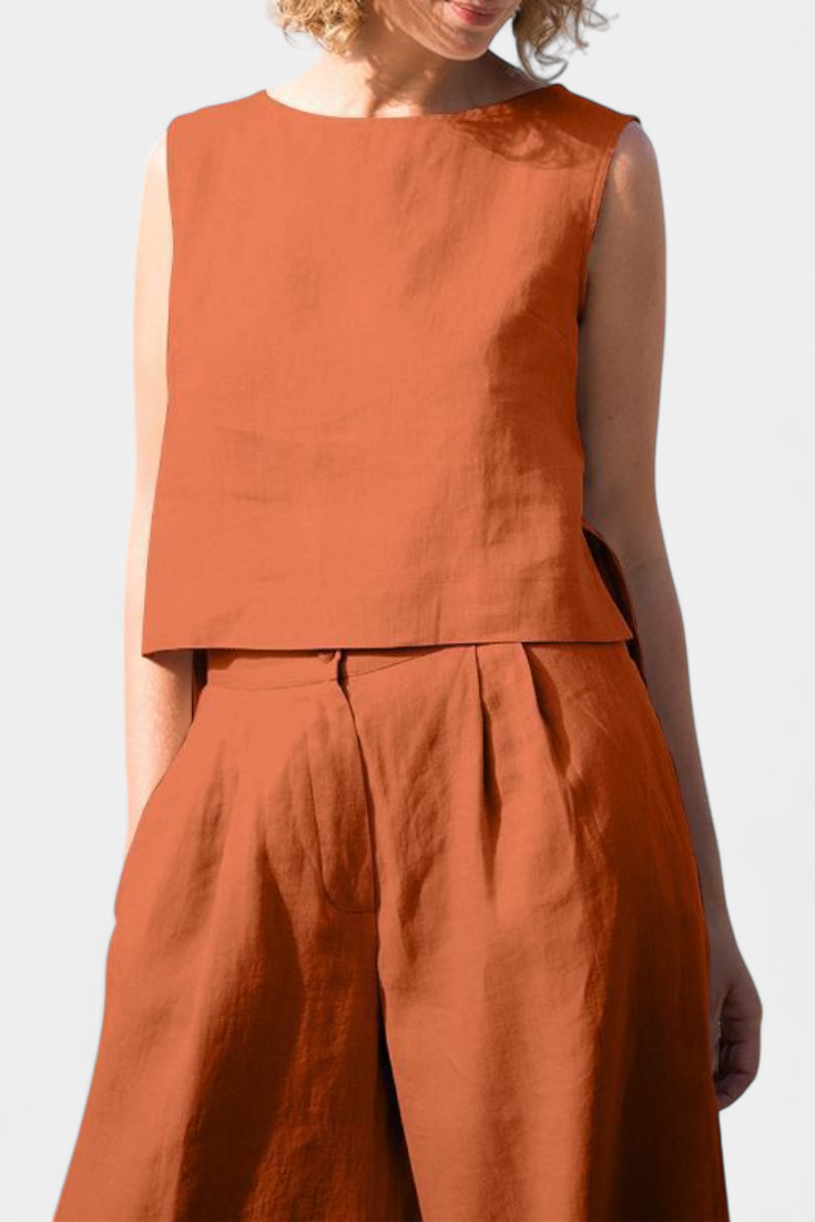 Yvanne | Conjunto Vintage Sin Mangas de Verano