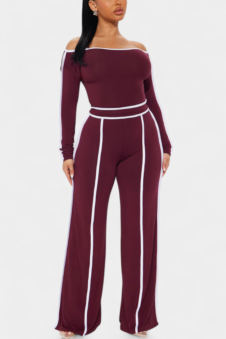 Krystelle | Conjunto Off-Shoulder con Pantalón de Corte Recto