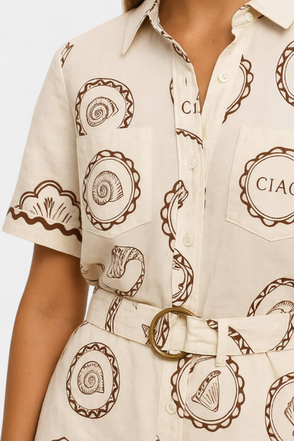 Jéssica-Rafaela | Mono Camiseta con Detalle de Concha y Botones