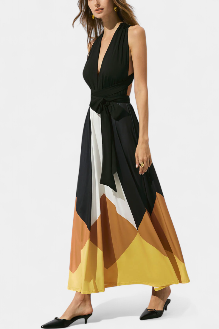 Nava | Vestido Largo Polimórfico con Espalda Abierta y Silueta Versátil