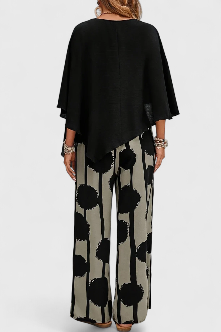 Aleida | Conjunto Asimétrico con Top y Pantalón Estampado