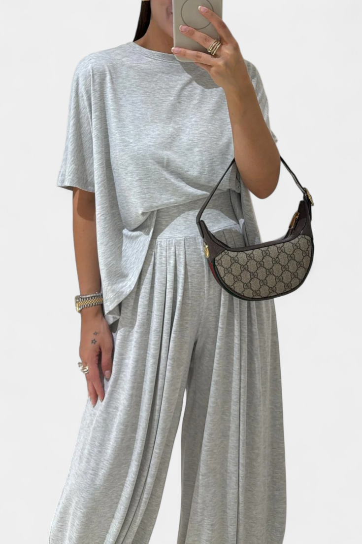 Trista | Conjunto Casual de Top Suave y Pantalones de Pierna Ancha