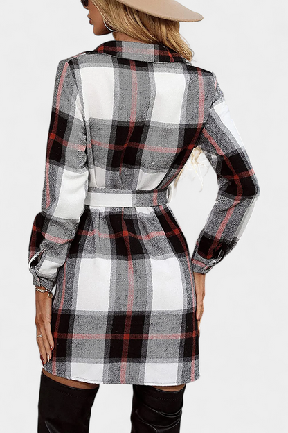 Masia | Vestido Camisero Mini de Cuadros con Cinturón