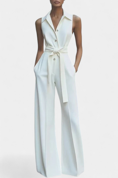 Ariella | Mono Casual de Pierna Ancha con Solapa y Cintura Alta