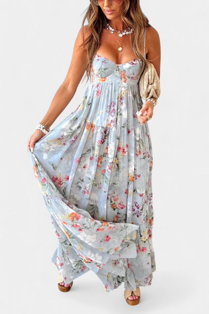 Neha | Vestido Floral con Espalda Abierta y Tirantes Finos