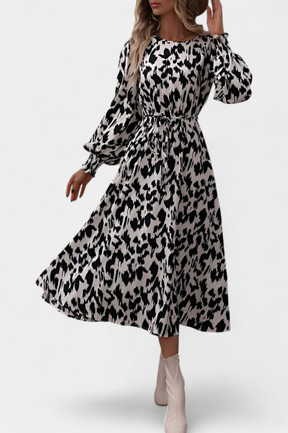 Yasmin | Vestido A-Line de Leopardo con Cintura Ajustable