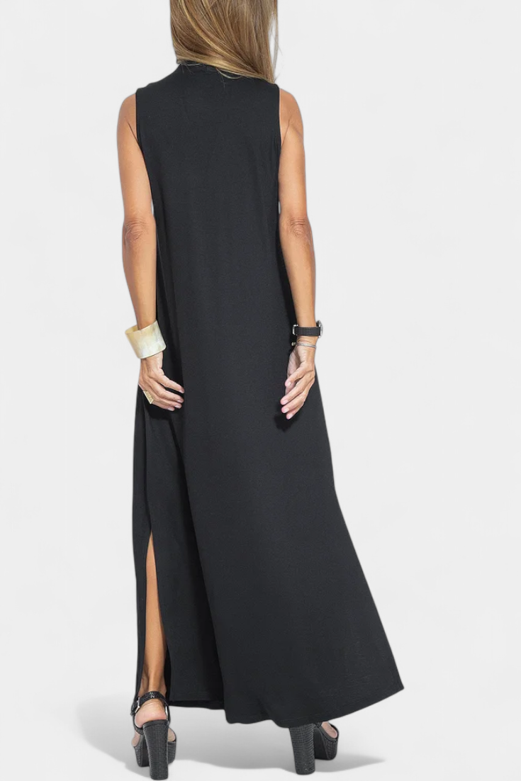 Felisa | Vestido Maxi Sin Mangas en Color Liso y Silueta Elegante