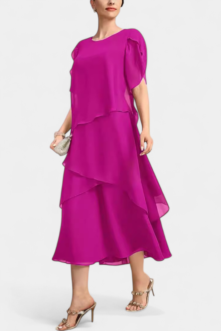 Cornelia | Vestido Asimétrico de Chiffon con Silueta Flotante
