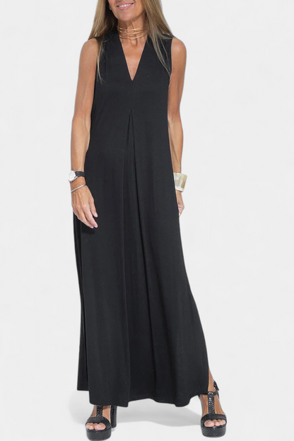 Felisa | Vestido Maxi Sin Mangas en Color Liso y Silueta Elegante