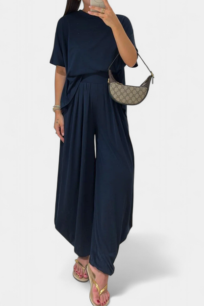 Trista | Conjunto Casual de Top Suave y Pantalones de Pierna Ancha