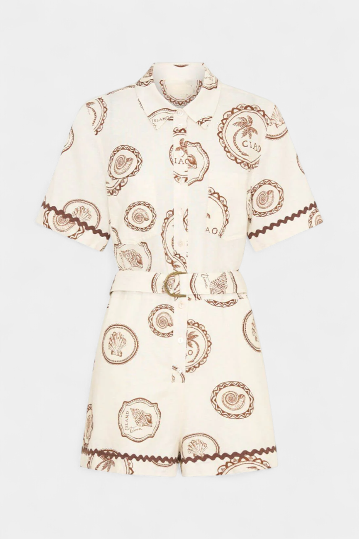 Jéssica-Rafaela | Mono Camiseta con Detalle de Concha y Botones