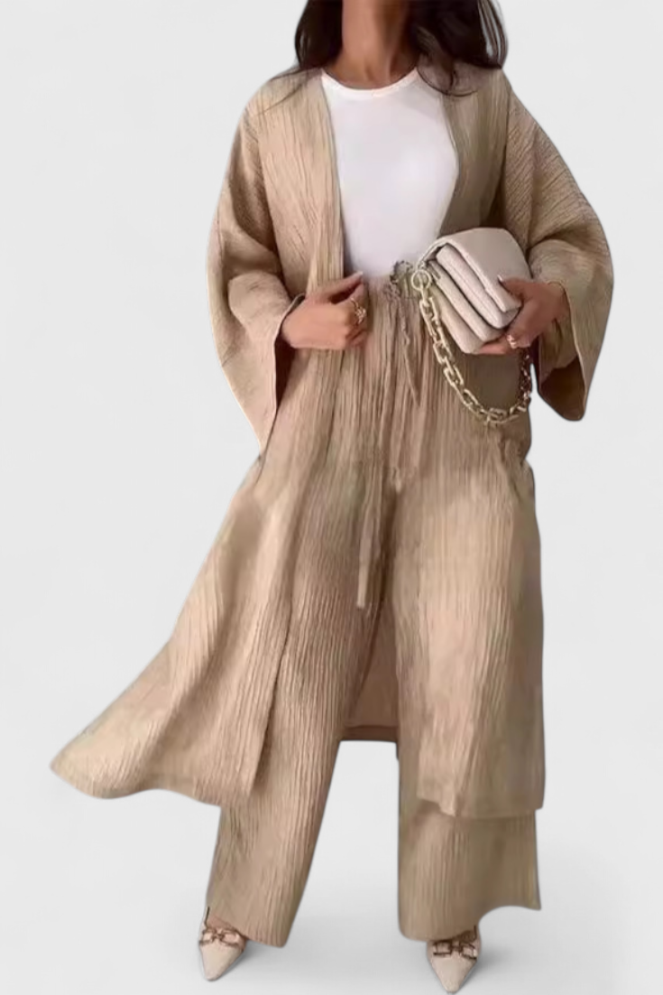 Alexandra | Conjunto Relajado de Dos Piezas con Kimono Largo