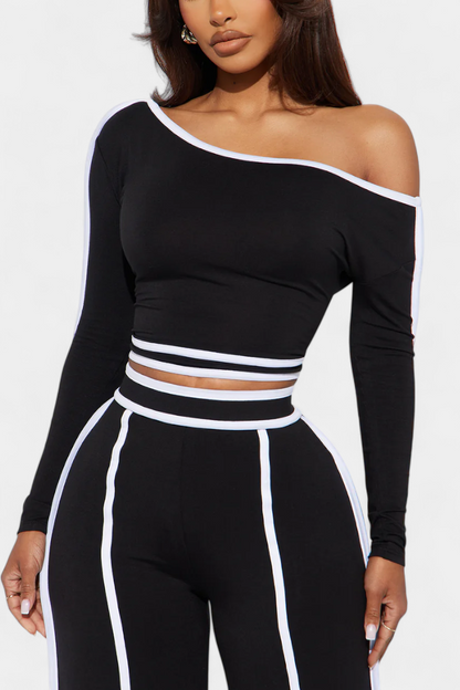 Krystelle | Conjunto Off-Shoulder con Pantalón de Corte Recto