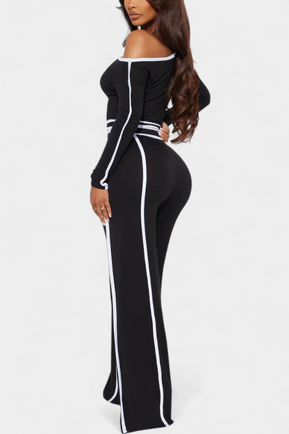 Krystelle | Conjunto Off-Shoulder con Pantalón de Corte Recto