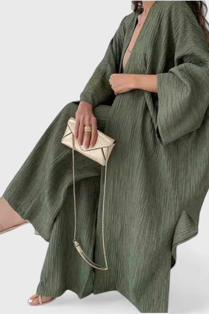 Alexandra | Conjunto Relajado de Dos Piezas con Kimono Largo